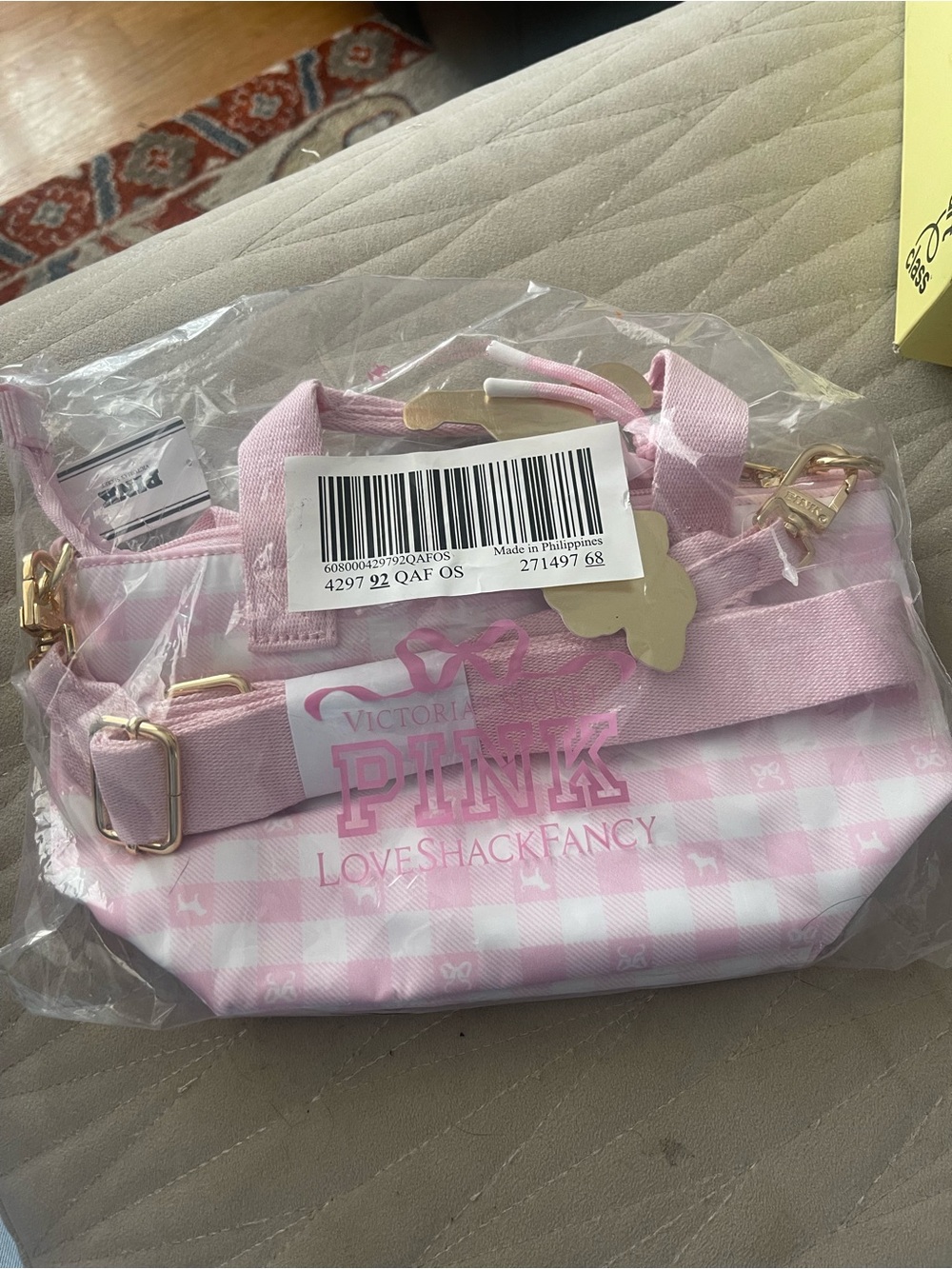 Victoria's Secret PINK Mini Bag in Light Pink and White Gingham